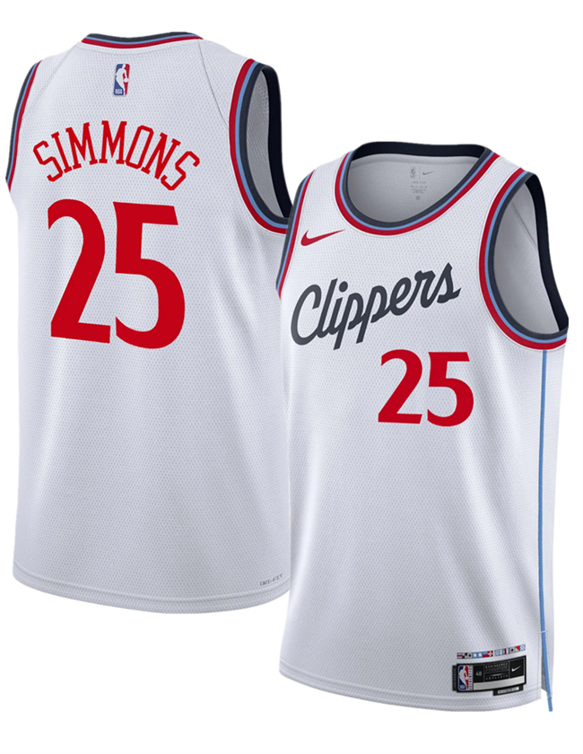 Men's Los Angeles Clippers #25 Ben Simmons White 2025 Stitched Jersey