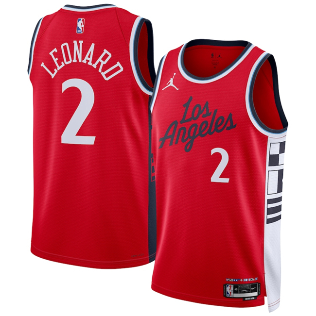 Men's Los Angeles Clippers #2 Kawhi Leonard Red 2025 Statement Edition Stitched Jersey