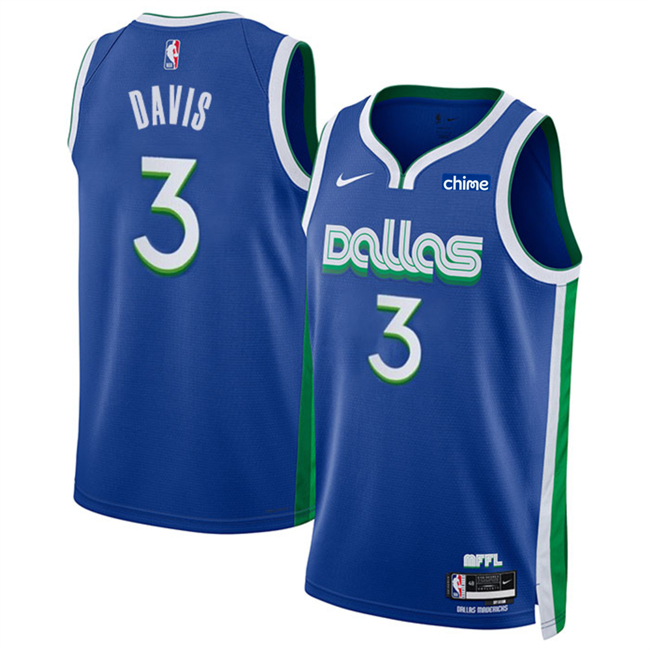 Men's Dallas Mavericks #3 Anthony Davis Blue 2025 City Edition Stitched Basketball Jersey