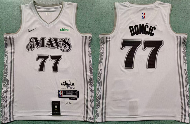 Men's Dallas Mavericks #77 Luka Don?i? White 2024 City Edition Stitched Basketball Jersey