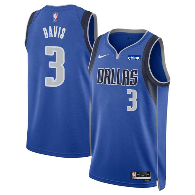 Men's Dallas Mavericks #3 Anthony Davis Blue 2025 Icon Edition Stitched Basketball Jersey