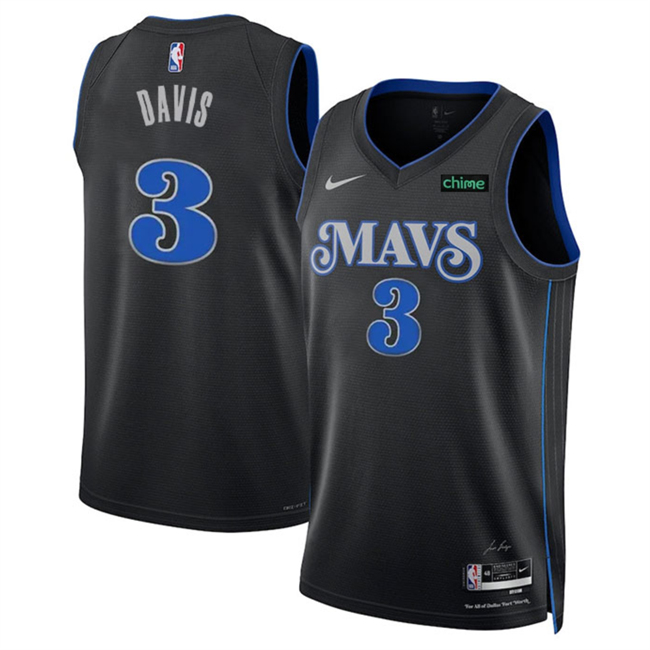 Men's Dallas Mavericks #3 Anthony Davis Black 2025 City Edition Stitched Basketball Jersey
