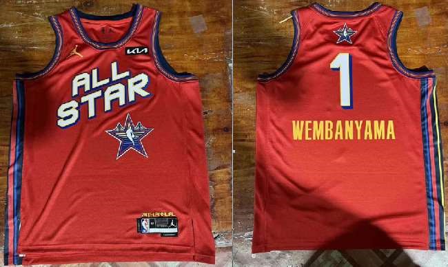 Men's 2025 All-Star #1 Victor Wembanyama Red Stitched Basketball Jersey