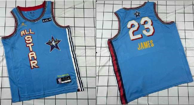 Men's 2025 All-Star #23 LeBron James Light Blue Stitched Basketball Jersey