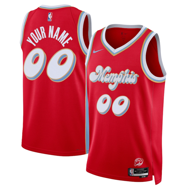 Men's Memphis Grizzlies Active Player Custom Red 2025 City Edition Stitched Basketball Jersey
