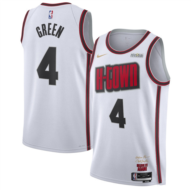 Men's Houston Rockets #4 Jalen Green White 2025 City Edition Stitched Jersey