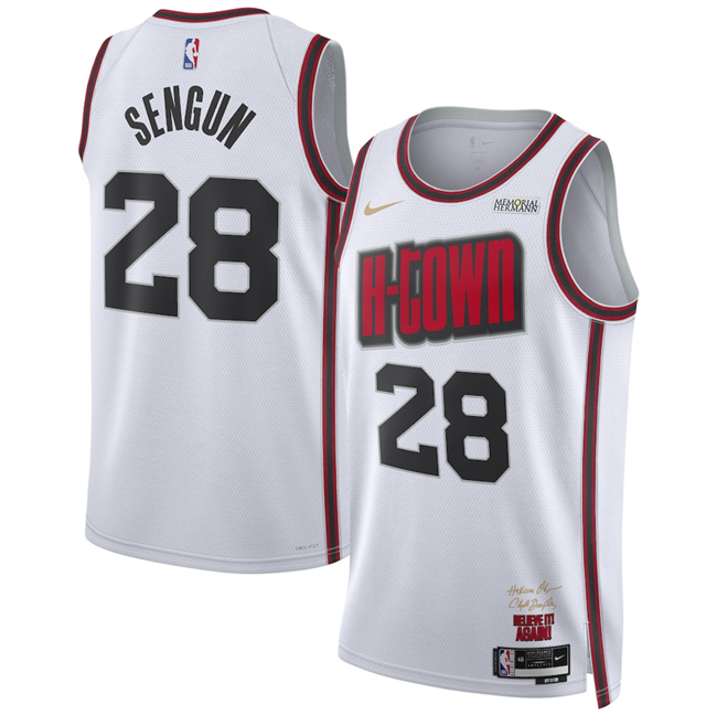 Men's Houston Rockets #28 Alperen ?engün White 2025 City Edition Stitched Jersey