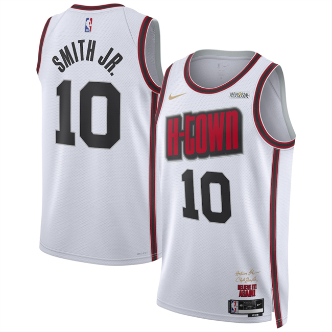 Men's Houston Rockets #10 Jabari Smith Jr. White 2025 City Edition Stitched Jersey
