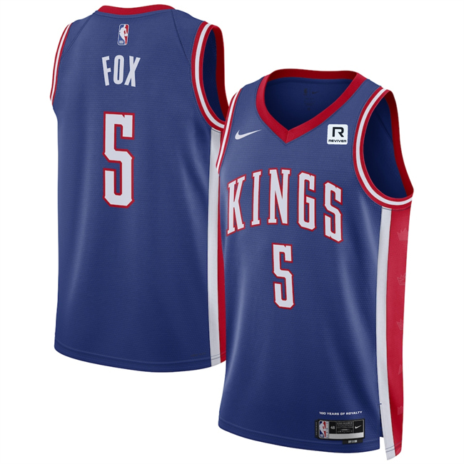 Men's Sacramento Kings #5 De'Aaron Fox Blue 2025 City Edition Stitched Basketball Jersey