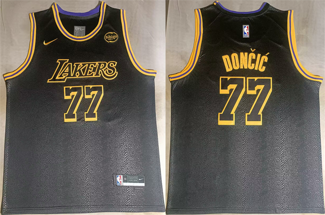 Men's Los Angeles Lakers #77 Luka Don?i? Black 2025 Stitched Basketball Jerseys