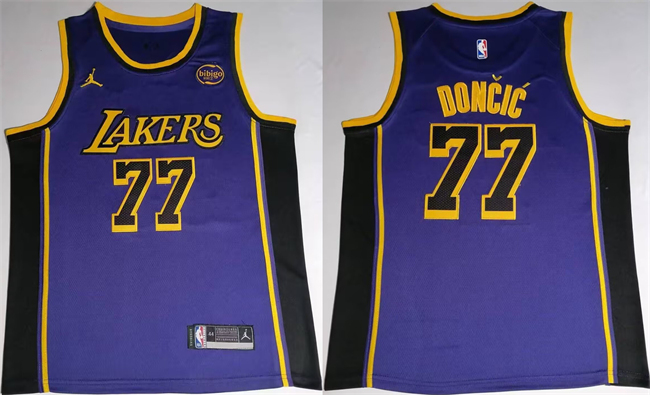Men's Los Angeles Lakers #77 Luka Don?i? Puple 2025 Stitched Basketball Jersey