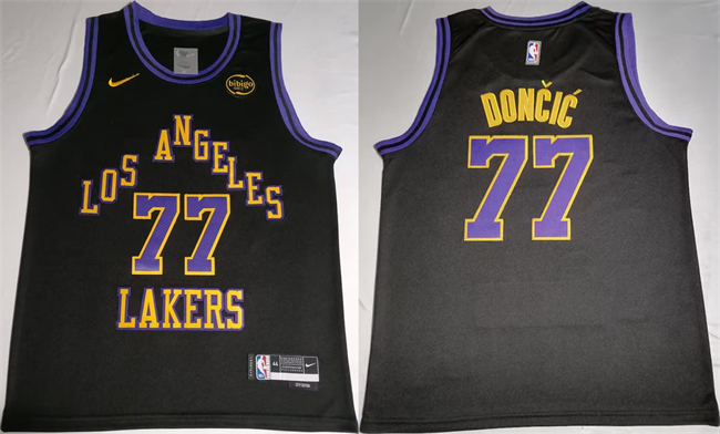 Men's Los Angeles Lakers #77 Luka Don?i? Black 2025 Stitched Basketball Jersey