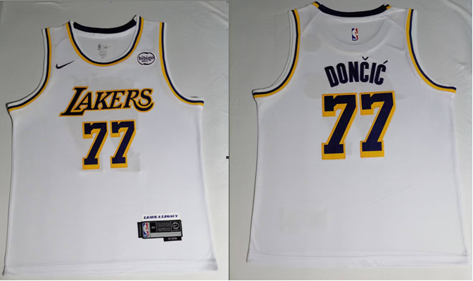 Men's Los Angeles Lakers #77 Luka Don?i? White 2025 Association Edition Stitched Basketball Jersey