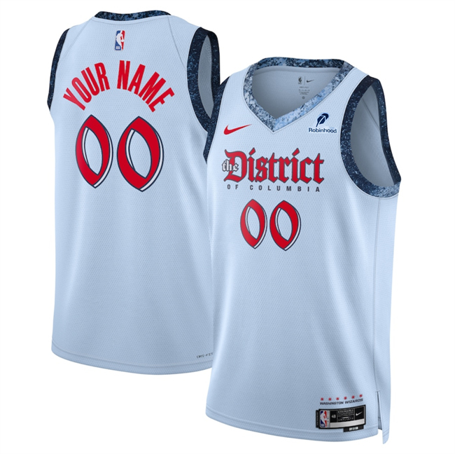 Men's Washington Wizards Active Player Custom Powder Blue 2025 City Edition Stitched Basketball Jersey