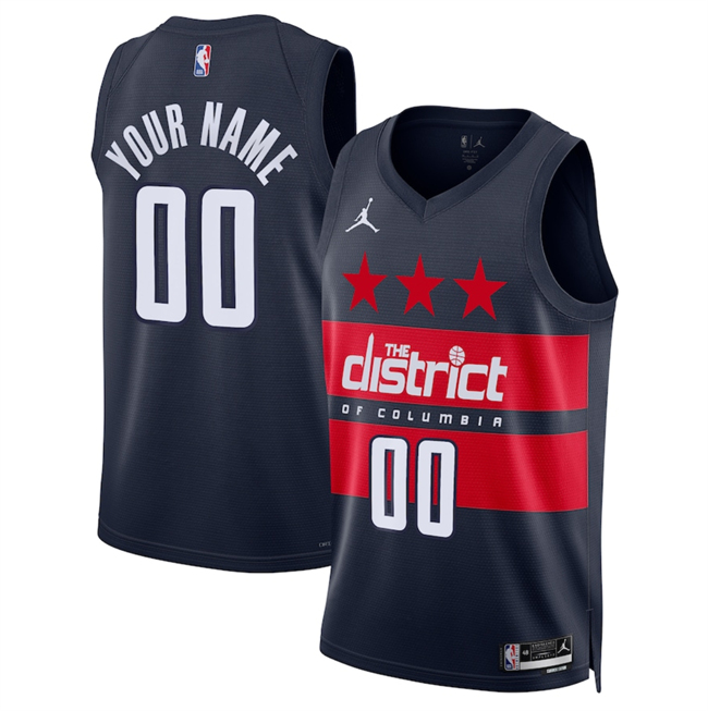 Men's Washington Wizards Active Player Custom Navy 2025 Statement Edition Stitched Basketball Jersey