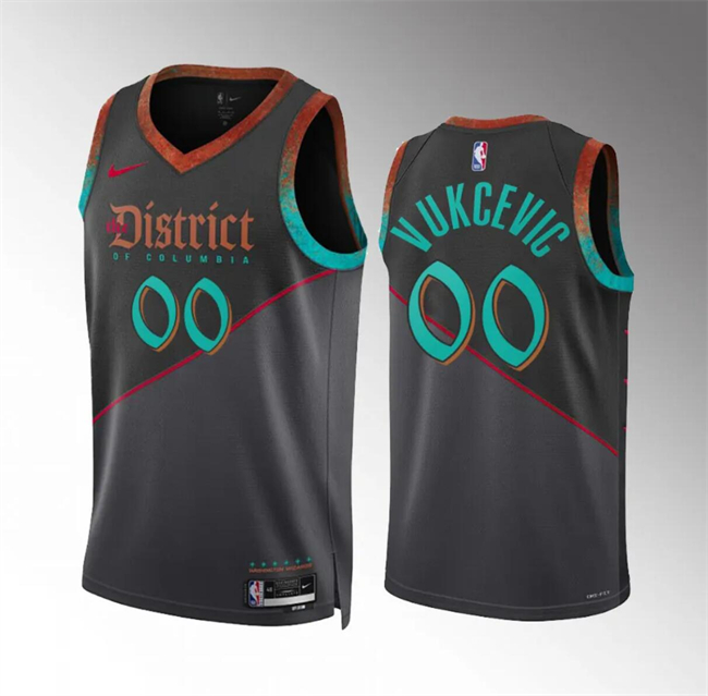 Men's Washington Wizards #00 Tristan Vukcevic Black 2024 City Edition Stitched Basketball Jersey