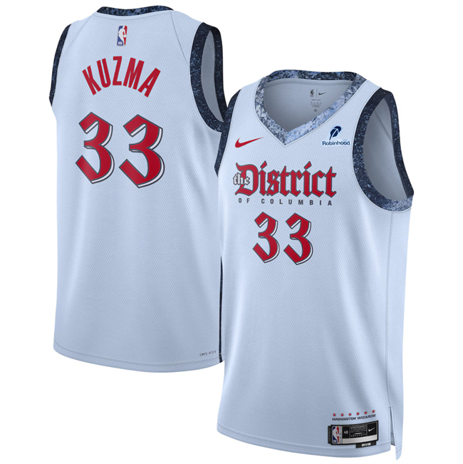 Men's Washington Wizards #33 Kyle Kuzma Powder Blue 2025 City Edition Stitched Basketball Jersey