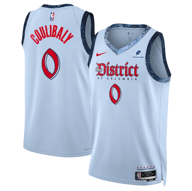 Men's Washington Wizards #0 Bilal Coulibaly Powder Blue 2025 City Edition Stitched Basketball Jersey