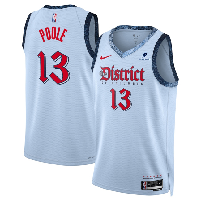 Men's Washington Wizards #13 Jordan Poole Powder Blue 2025 City Edition Stitched Basketball Jersey