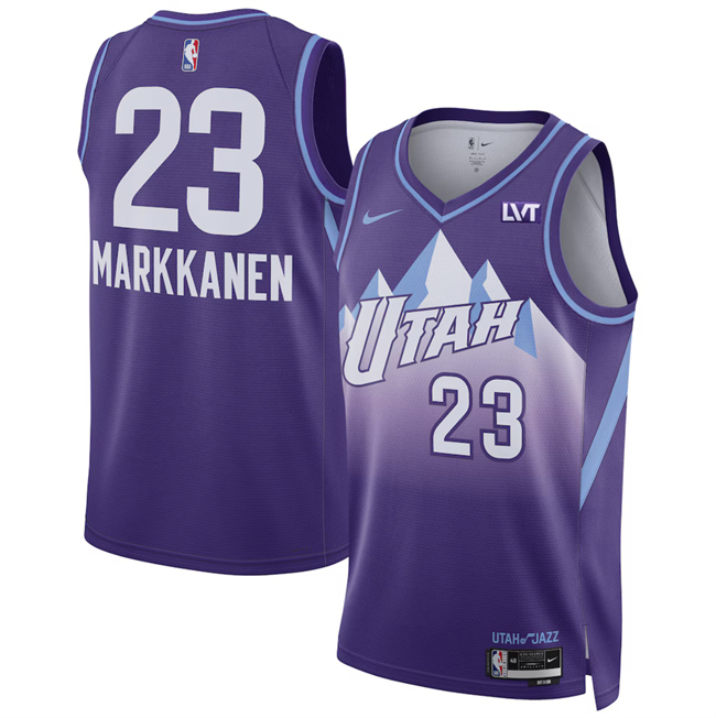 Men's Utah Jazz #23 Lauri Markkanen Purple 2025 City Edition Stitched Basketball Jersey