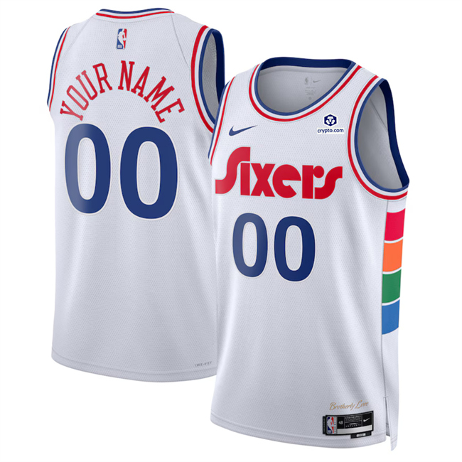 Men's Philadelphia 76ers Active Player Custom White 2025 City Edition Stitched Jersey