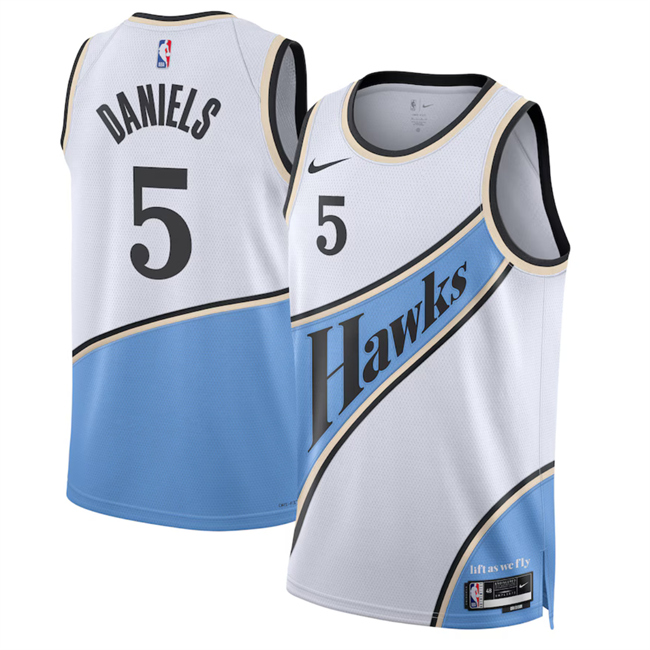 Men's Atlanta Hawks #5 Dyson Daniels White 2025 City Edition Stitched Jersey