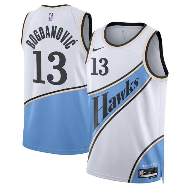 Men's Atlanta Hawks #13 Bogdan Bogdanovi? White 2025 City Edition Stitched Jersey