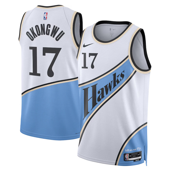Men's Atlanta Hawks #17 Onyeka Okongwu White 2025 City Edition Stitched Jersey