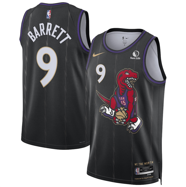 Men's Toronto Raptors #9 RJ Barrett Black 2025 City Edition Stitched Basketball Jersey