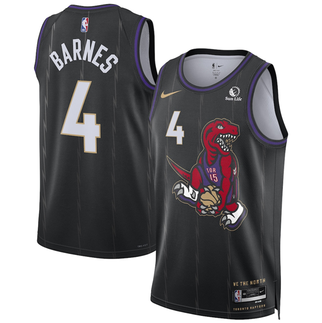 Men's Toronto Raptors #4 Scottie Barnes Black 2025 City Edition Stitched Basketball Jersey