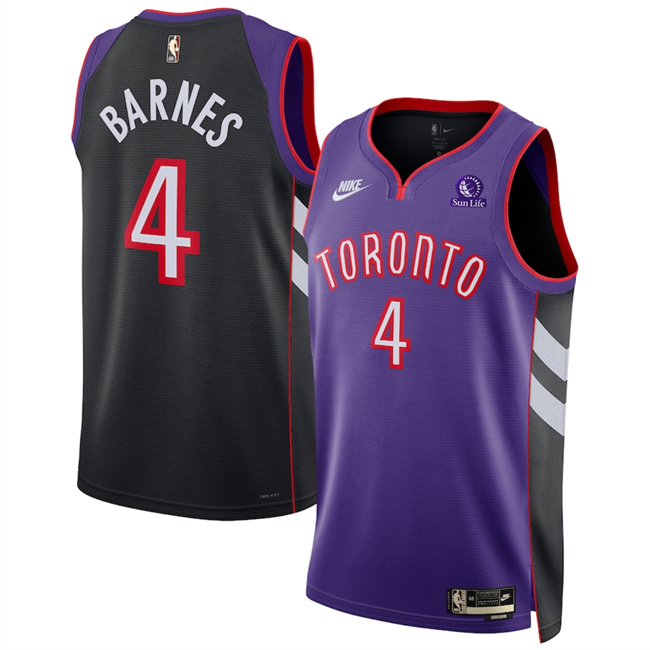 Men's Toronto Raptors #4 Scottie Barnes Purple 2025 Classic Edition Swingman Stitched Basketball Jersey