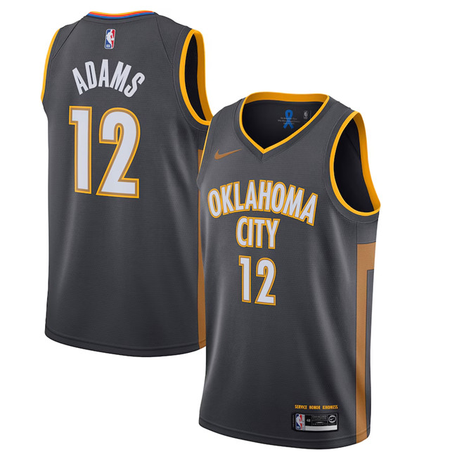 Men's Oklahoma City Thunder #12 Steven Adams Charcoal 2020 City Edition Stitched Basketball Jersey