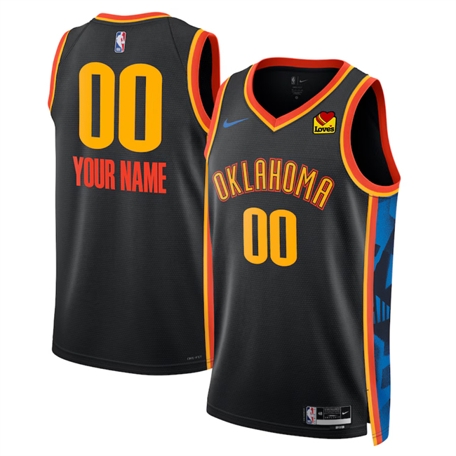 Men's Oklahoma City Thunder Active Player Custom Black 2025 City Edition Stitched Basketball Jersey