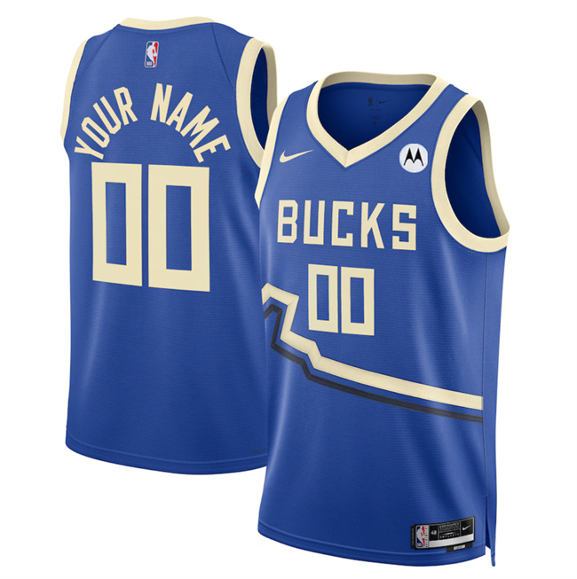 Men's Milwaukee Bucks Active Player Custom Royal 2025 City Edition Stitched Basketball Jersey