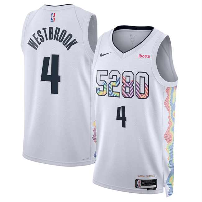 Men's Denver Nuggets #4 Russell Westbrook White 2025 City Edition Stitched Basketball Jersey