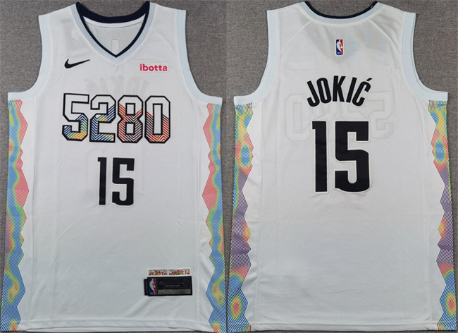 Men's Denver Nuggets #15 Nikola Joki? White 2025 City Edition Stitched Basketball Jersey