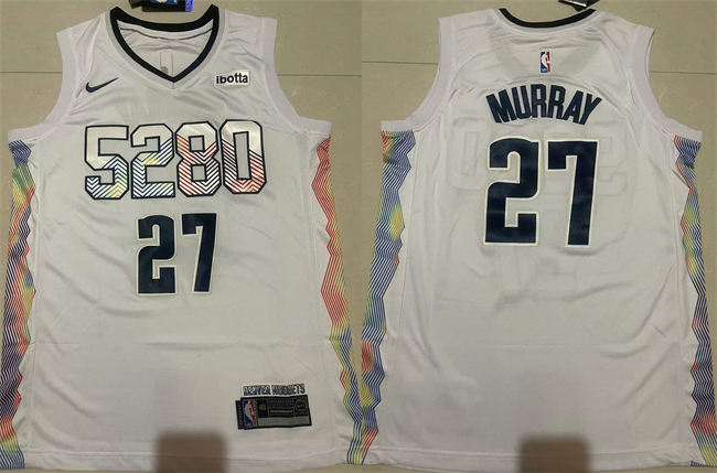 Men's Denver Nuggets #27 Jamal Murray White 2025 City Edition Stitched Basketball Jersey