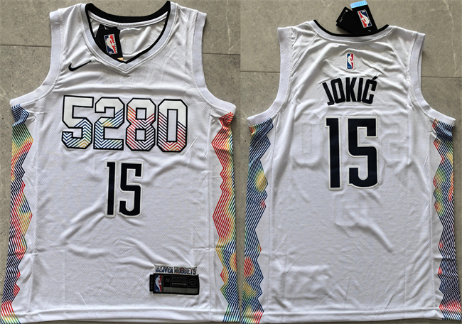 Men's Denver Nuggets #15 Nikola Joki? White 2024 City Edition Stitched Basketball Jersey
