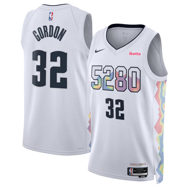 Men's Denver Nuggets #32 Aaron Gordon White 2025 City Edition Stitched Basketball Jersey