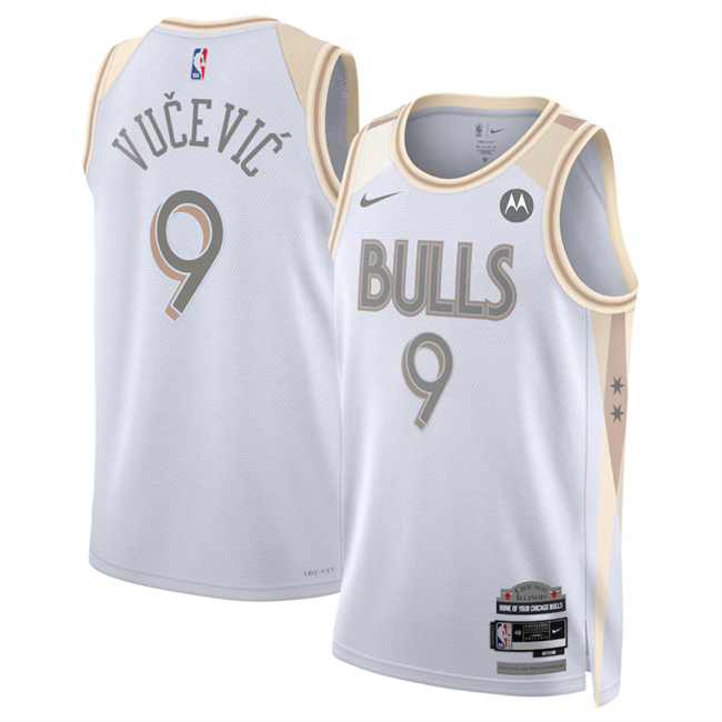 Men's Chicago Bulls #9 Nikola Vu?evi? White 2025 City Edition Stitched Basketball Jersey