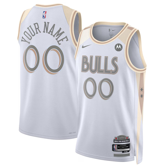 Men's Chicago Bulls Active Player Custom White 2025 City Edition Stitched Basketball Jersey