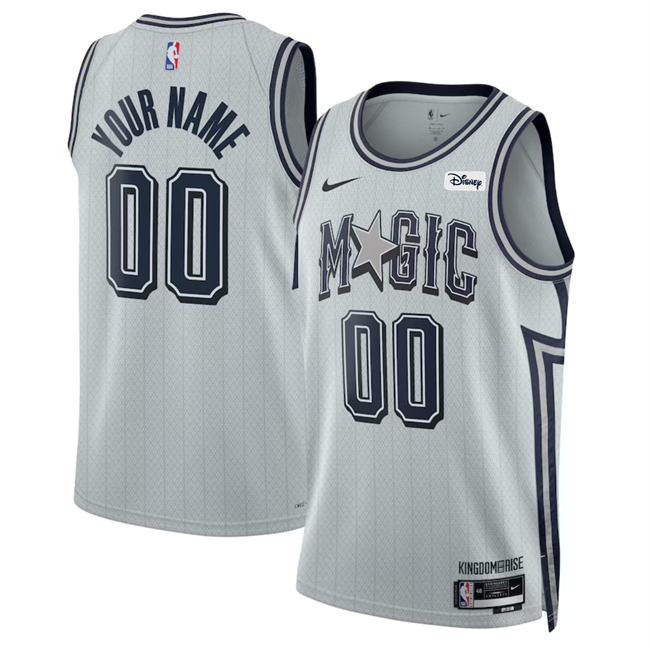 Men's Orlando Magic Active Player Custom Silver 2025 City Edition Stitched Basketball Jersey