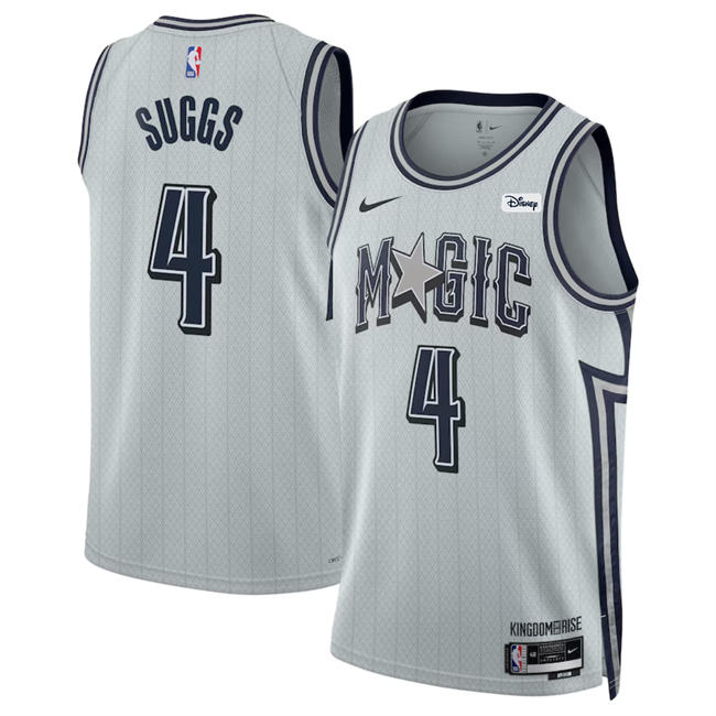 Men's Orlando Magic #4 Jalen Suggs Silver 2025 City Edition Stitched Basketball Jersey
