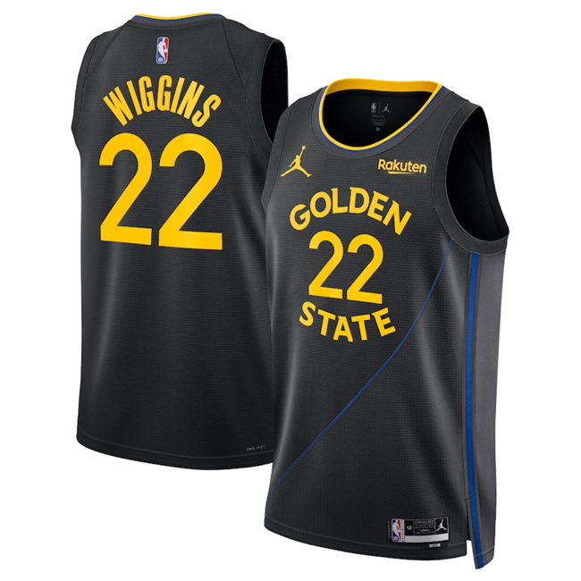 Men's Golden State Warriors #22 Andrew Wiggins Black 2025 Statement Edition Stitched Basketball Jersey