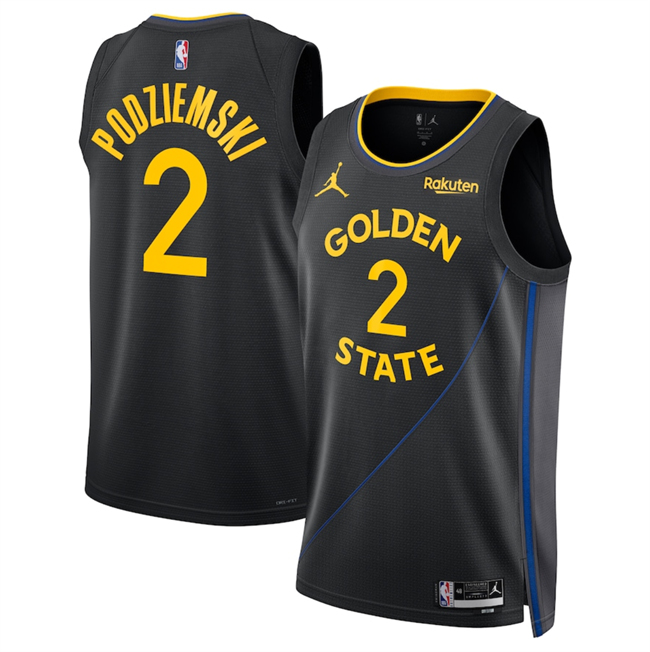Men's Golden State Warriors #2 Brandin Podziemski Black 2025 Statement Edition Stitched Basketball Jersey