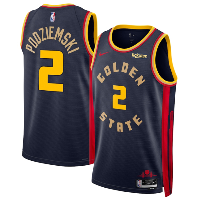 Men's Golden State Warriors #2 Brandin Podziemski Navy 2025 City Edition Stitched Basketball Jersey
