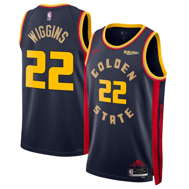 Men's Golden State Warriors #22 Andrew Wiggins Navy 2025 City Edition Stitched Basketball Jersey