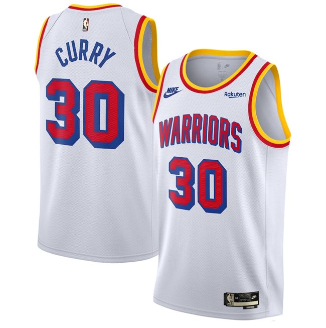 Men's Golden State Warriors #30 Stephen Curry White 2025 Classic Edition Swingman Stitched Basketball Jersey