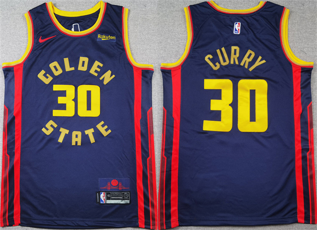 Men's Golden State Warriors #30 Stephen Curry Navy 2025 City Edition Stitched Basketball Jersey