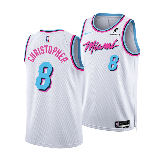 Men's Miami Heat #8 Josh Christopher White 2025 City Edition Stitched Basketball Jersey